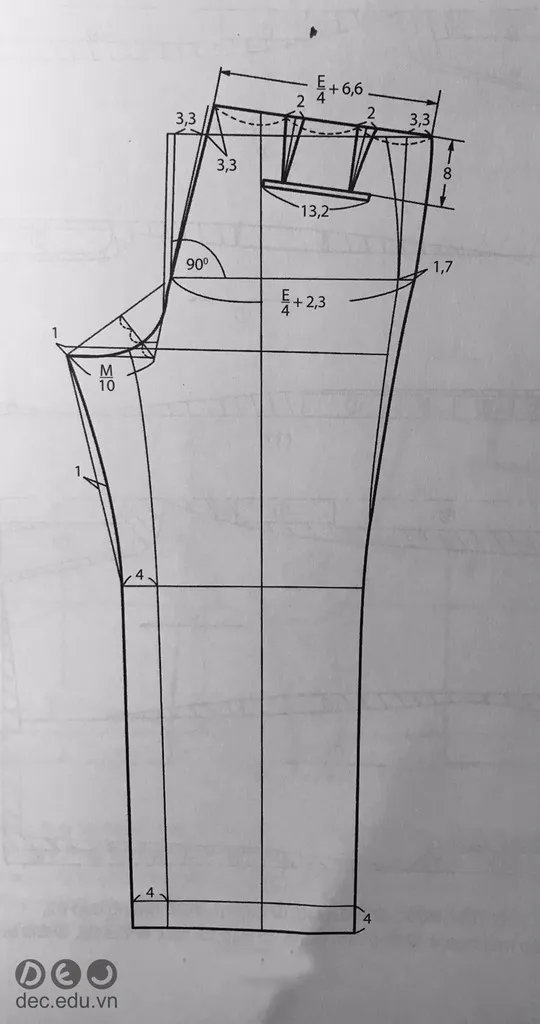 Cách cắt rập thân sau về thêm một phía 