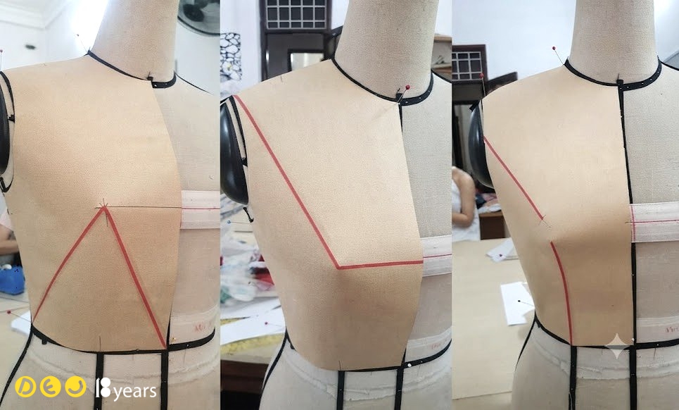 Phương pháp chuyển ly trong khóa học Draping 3D tại DEC